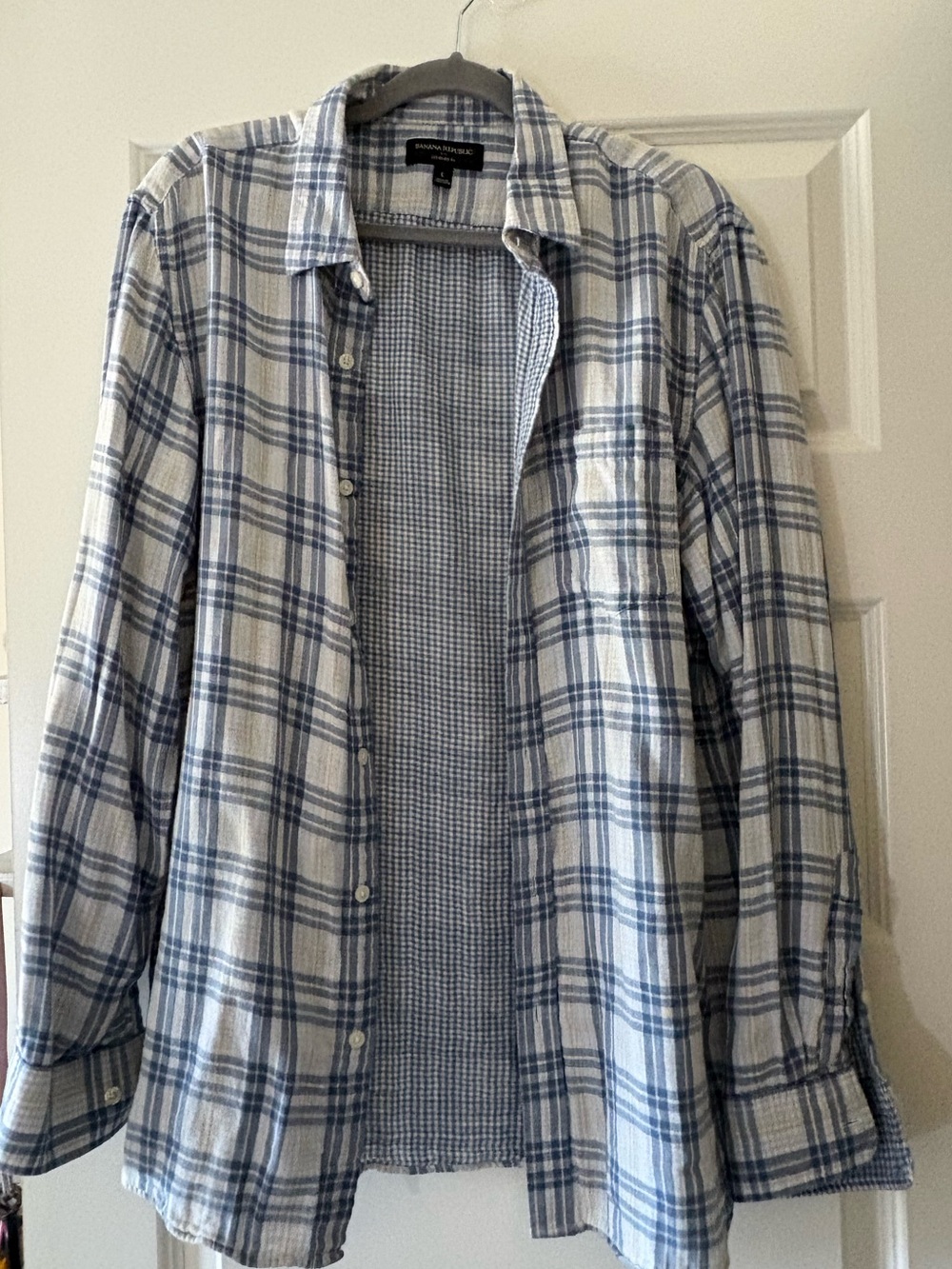 Banana Republic Blue and White Plaid Shirt